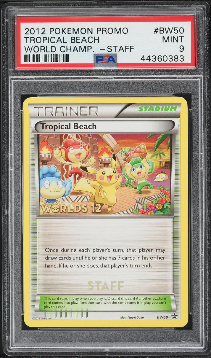 2012 Pokemon World Championships Promo Staff Tropical Beach #BW50 PSA 9 MINT