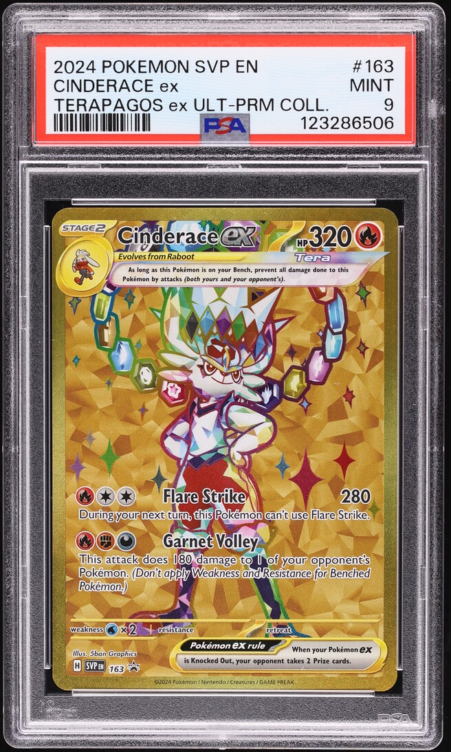 2024 Pokemon SV Promo Ultra Premium Collection Gold Rare Cinderace EX #163 PSA 9 MINT