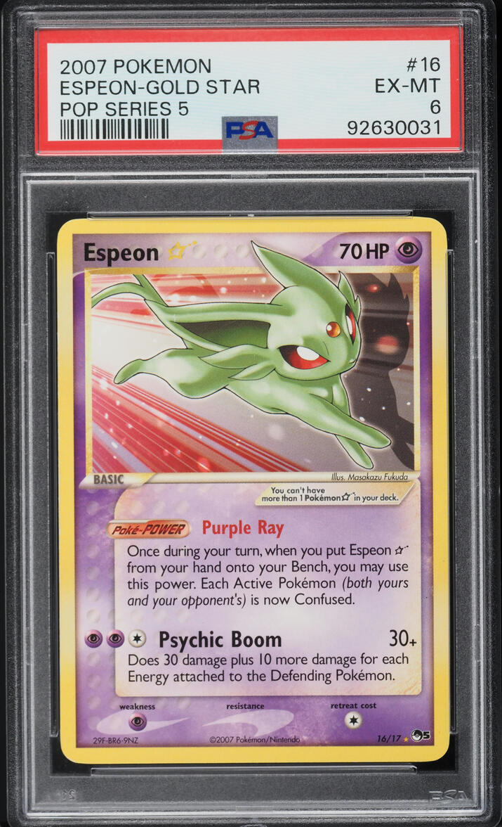 2007 Pokemon Pop Series 5 Holo Espeon Gold Star #16 PSA 6 EXMT