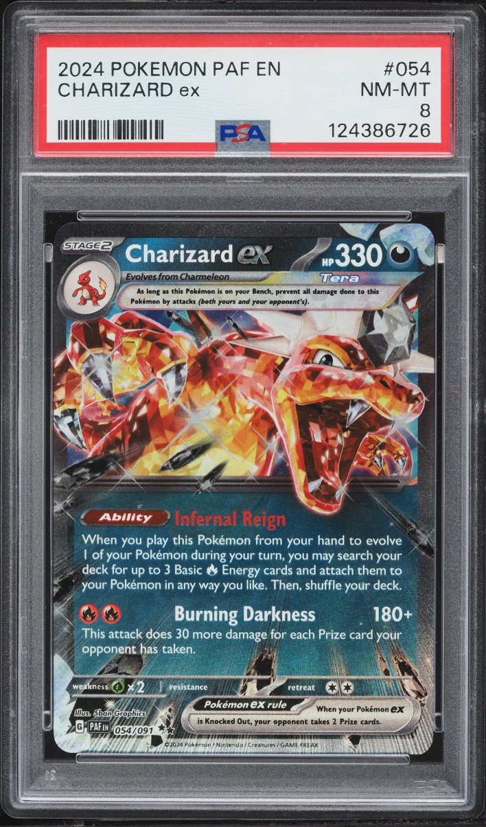 2024 Pokemon Scarlet & Violet Paldean Fates Holo Charizard ex #54 PSA 8 NM-MT