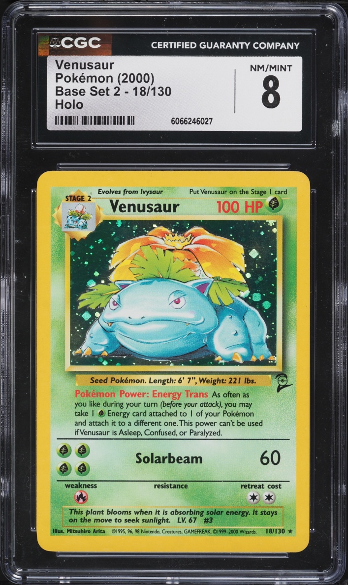 2000 Pokemon Base Set 2 Holo Venusaur #18 CGC 8 NM-MT