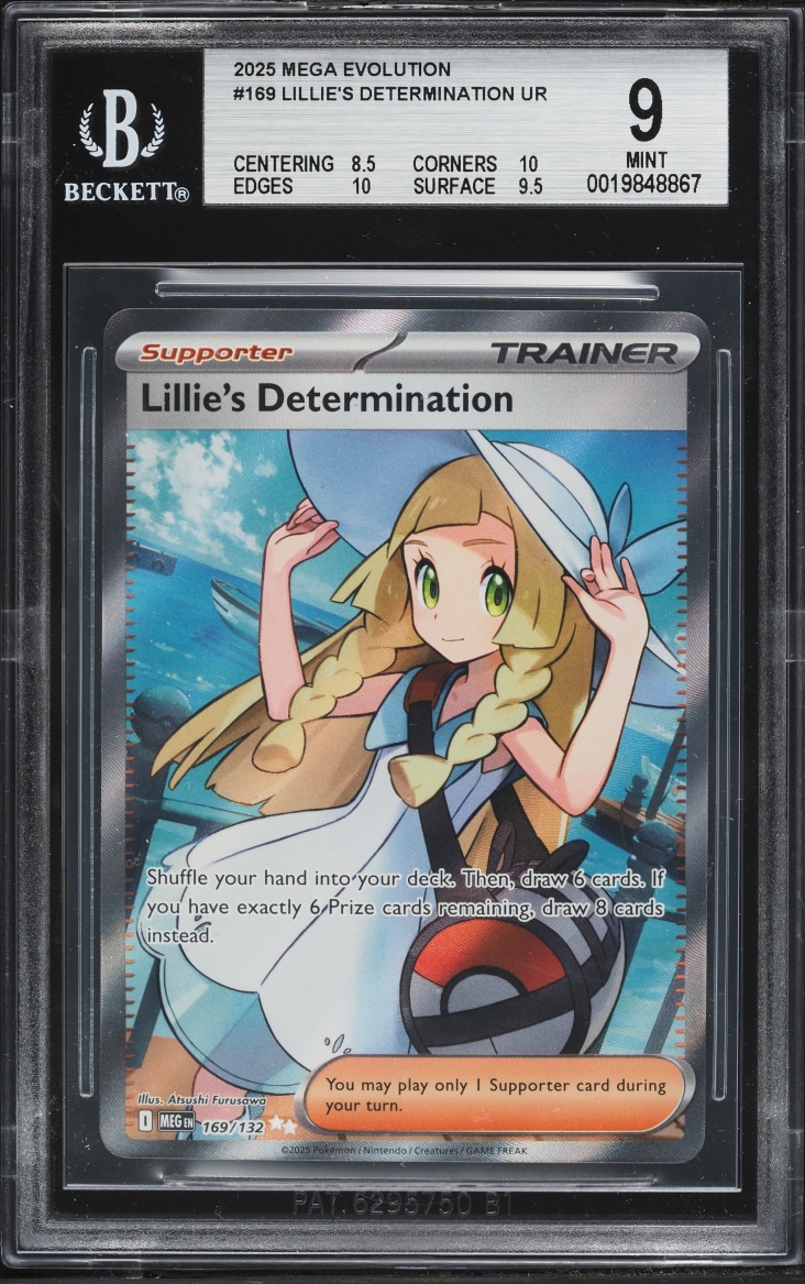 2025 Pokemon Mega Evolution Full Art Lillie's Determination #169 BGS 9 MINT