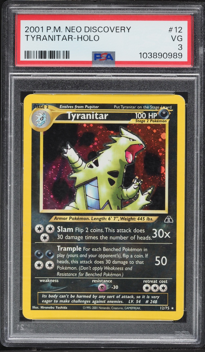 2001 Pokemon Neo Discovery Holo Tyranitar #12 PSA 3 VG
