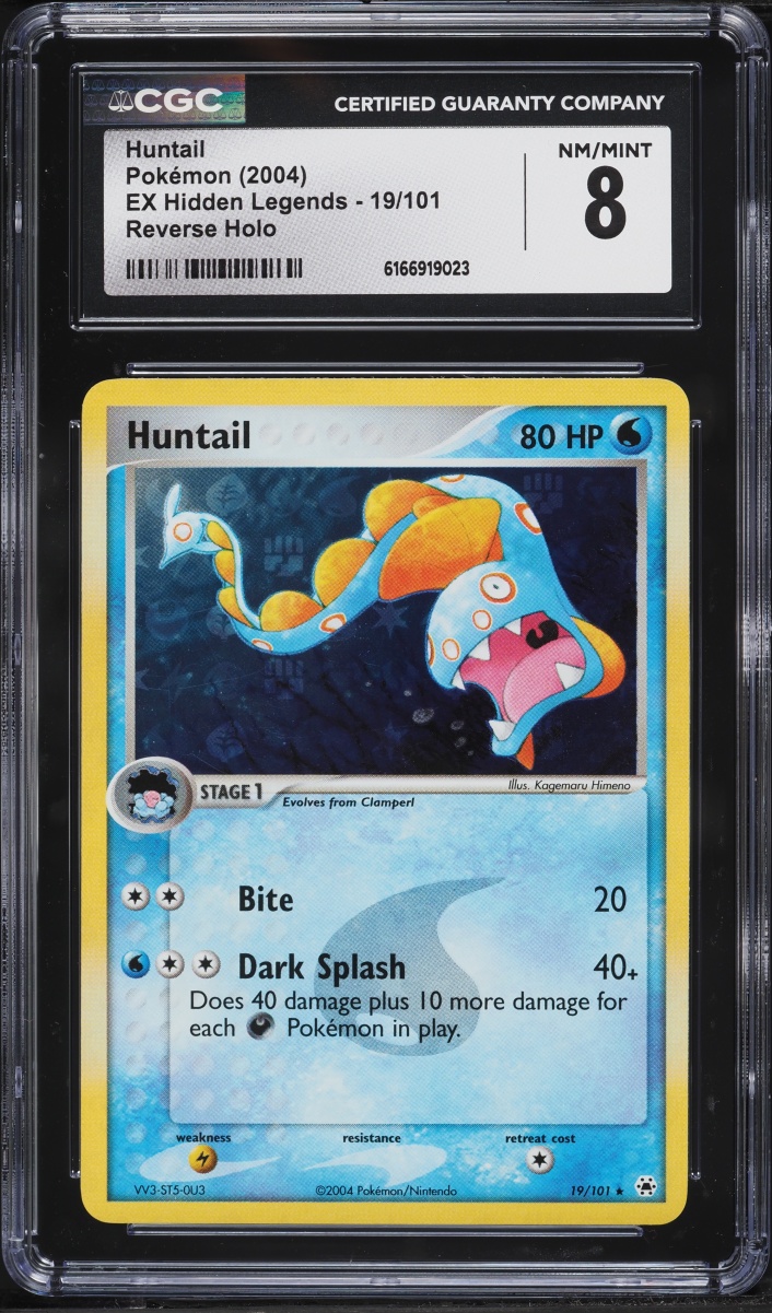 2004 Pokemon EX Hidden Legends Reverse Holo Huntail #19 CGC 8 NM-MT
