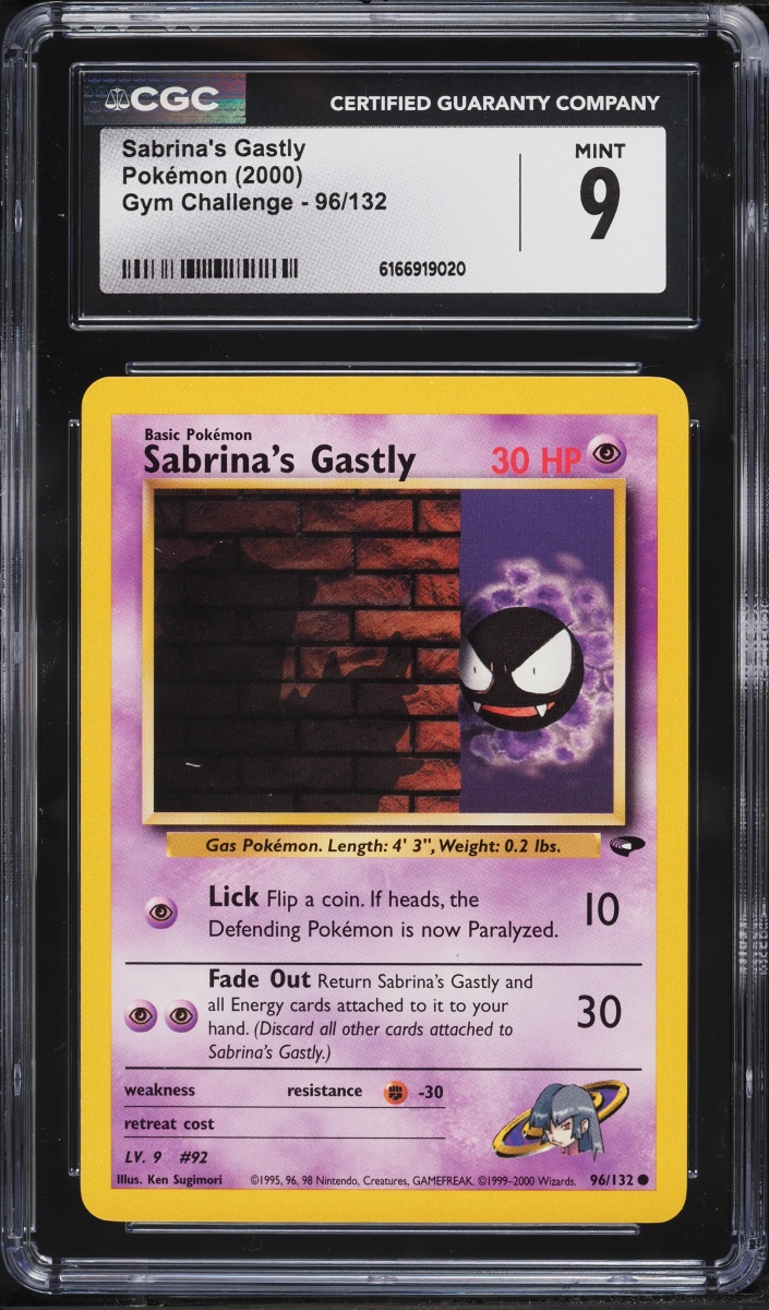 2000 Pokemon Gym Challenge Sabrina's Gastly #96 CGC 9 MINT