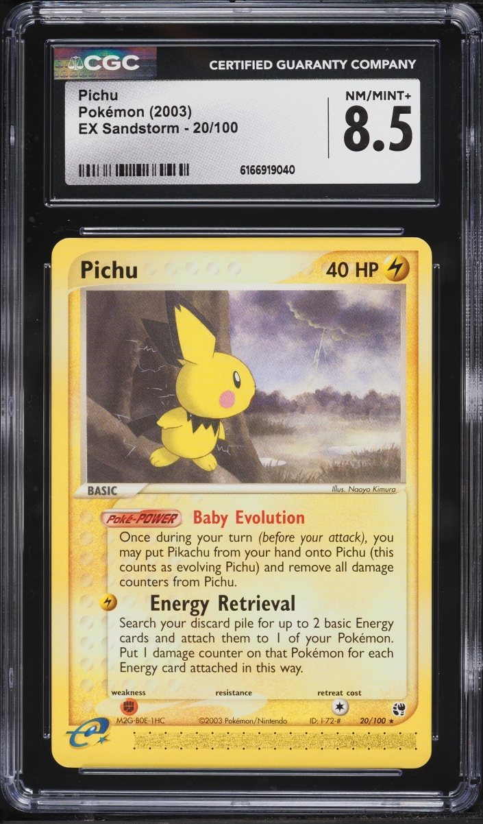 2003 Pokemon EX Sandstorm Pichu #20 CGC 8.5 NM-MT+
