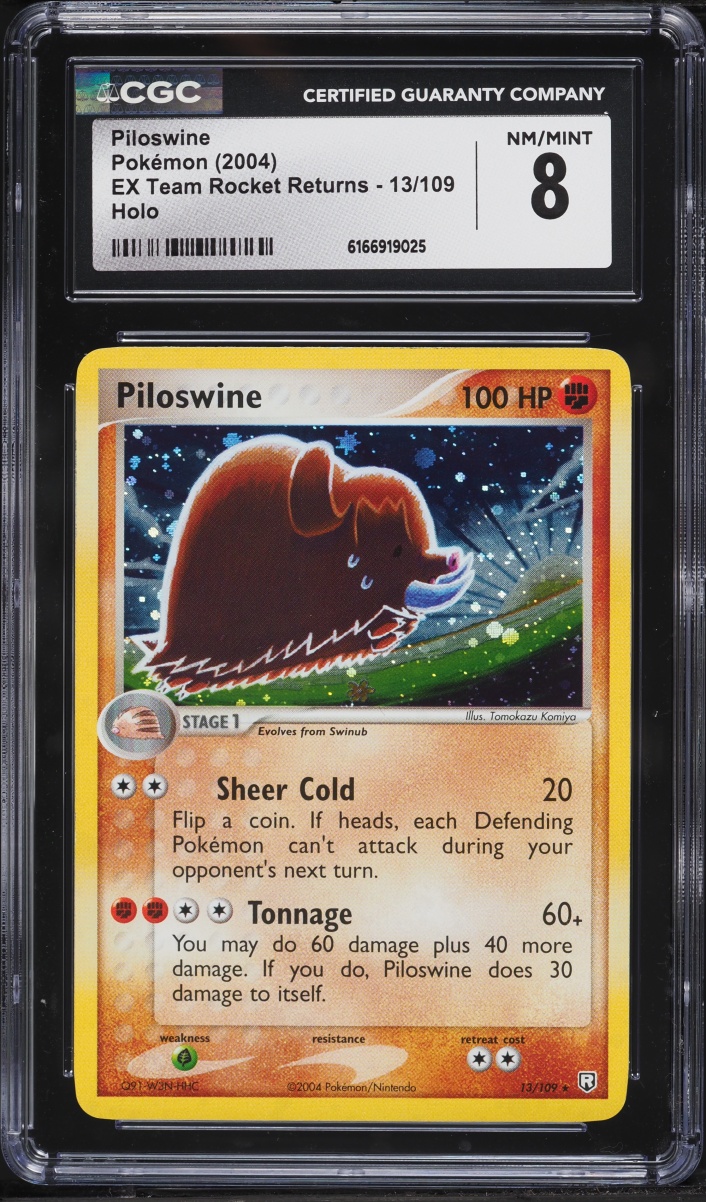 2004 Pokemon EX Team Rocket Returns Holo Piloswine #13 CGC 8 NM-MT