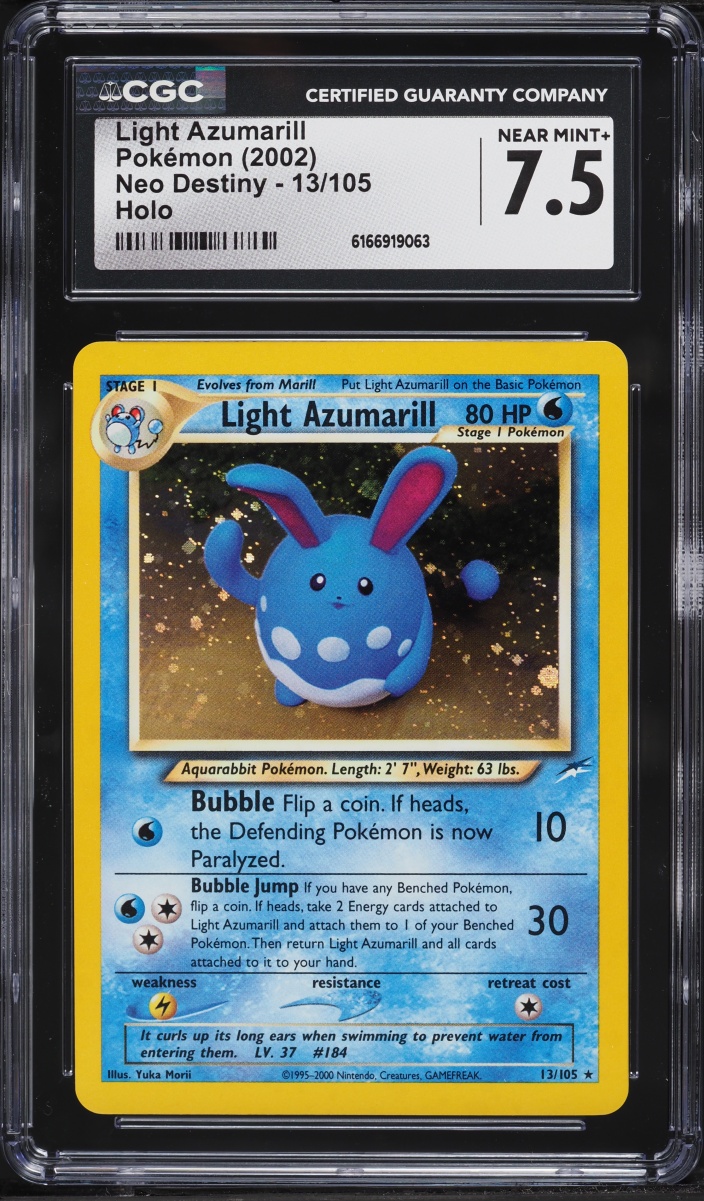 2002 Pokemon Neo Destiny Holo Light Azumarill #13 CGC 7.5 NRMT+