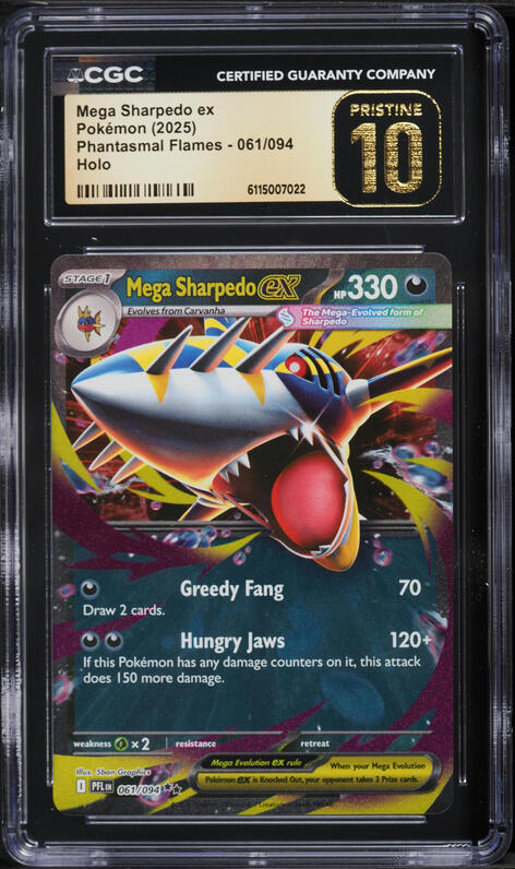 2025 Pokemon Mega Phantasmal Flames Holo Mega Sharpedo ex #61 CGC