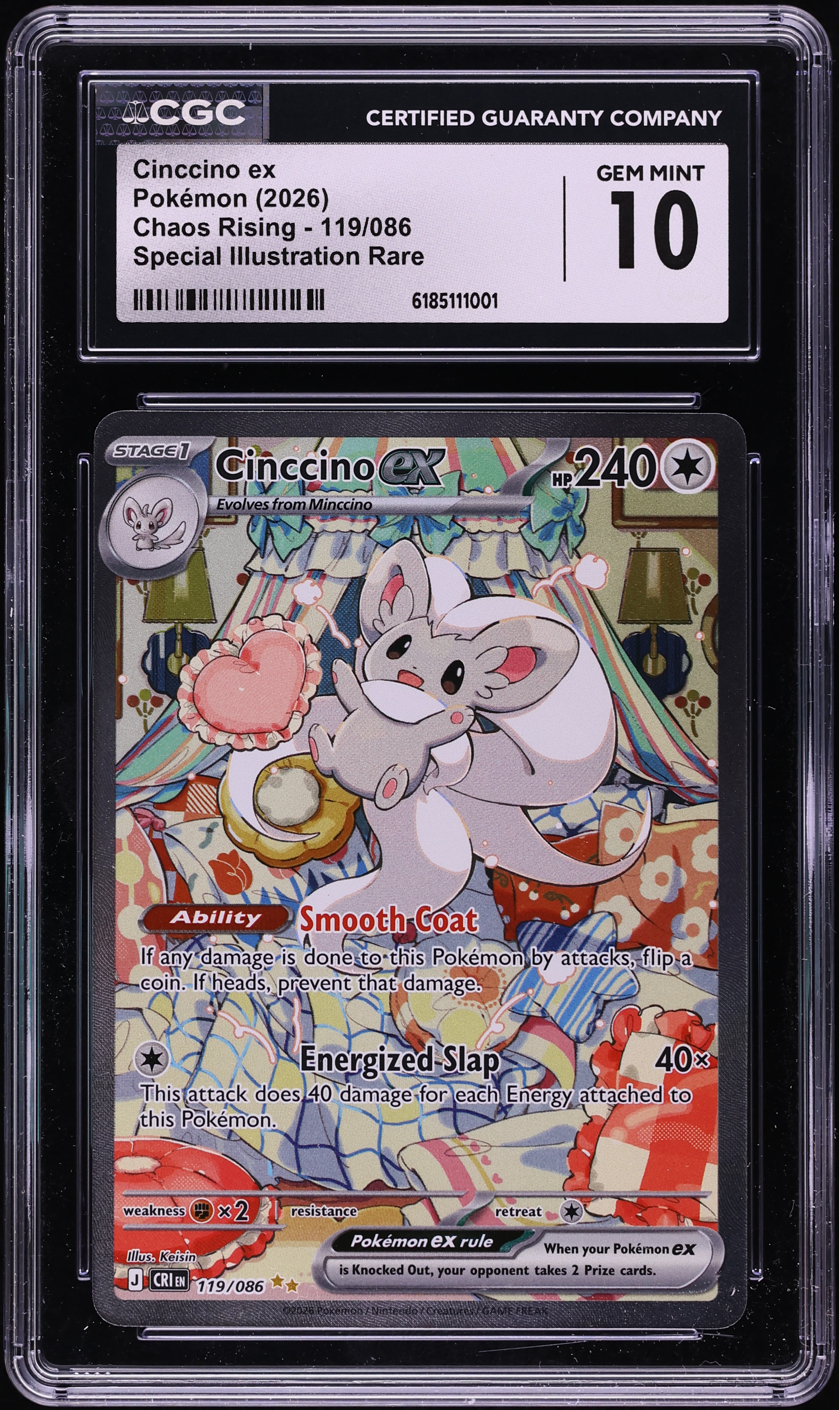 2026 Pokemon Mega Evolution Chaos Rising SIR Cinccino ex #119 CGC 10 GEM MINT