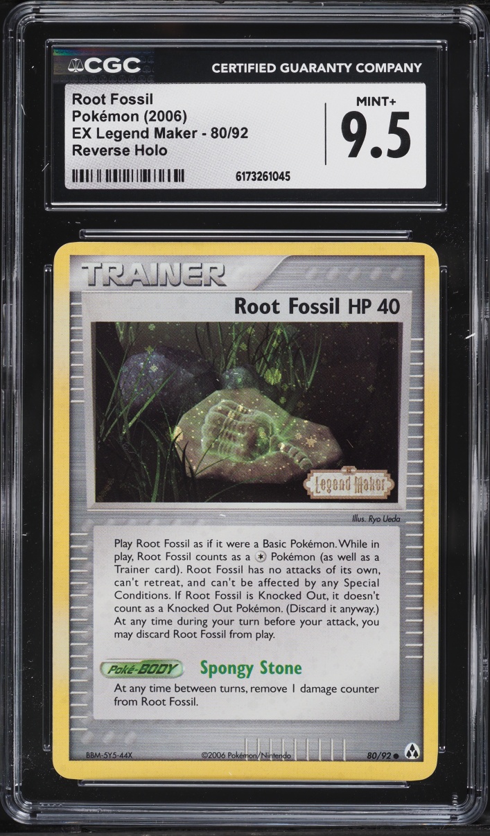 2006 Pokemon EX Legend Maker Reverse Holo Root Fossil #80 CGC 9.5 MINT+