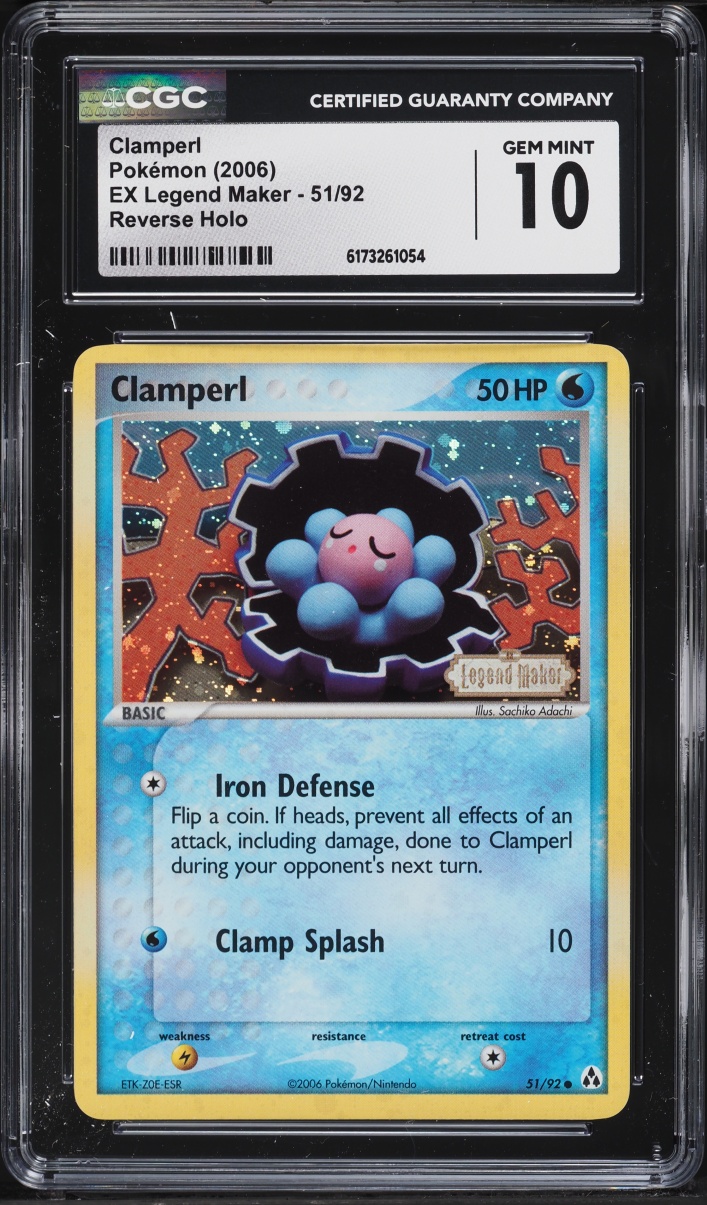 2006 Pokemon EX Legend Maker Reverse Holo Clamperl #51 CGC 10 GEM MINT