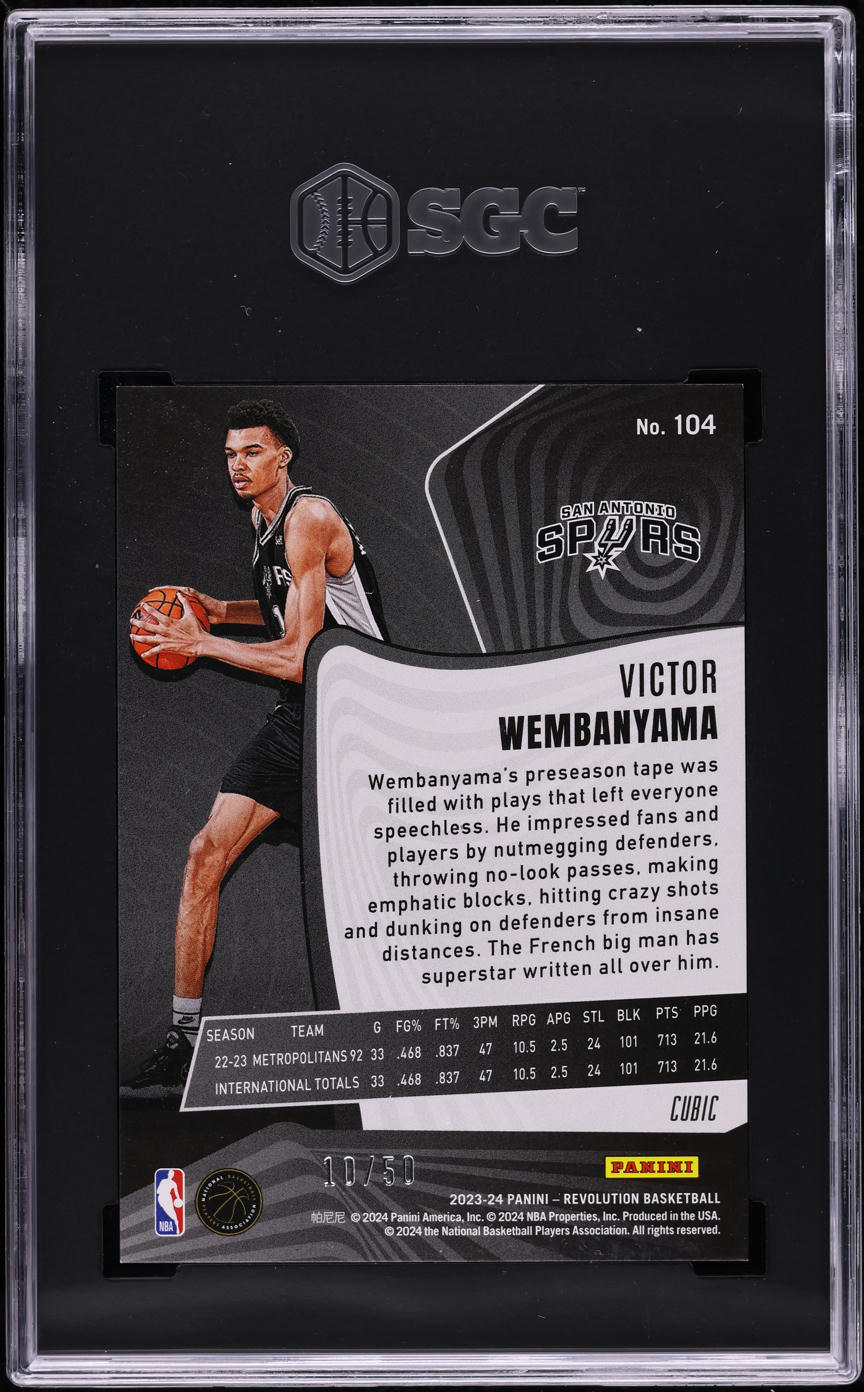 2023 Panini Revolution Cubic Victor Wembanyama ROOKIE /50 #104 SGC 9.5 MINT+