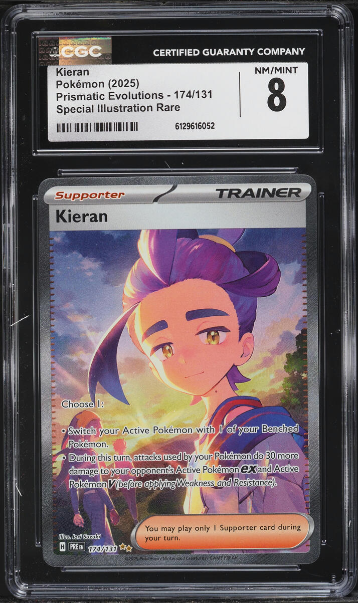 2025 Pokemon Scarlet & Violet Prismatic Evolutions SIR Kieran #174 CGC 8 NM-MT