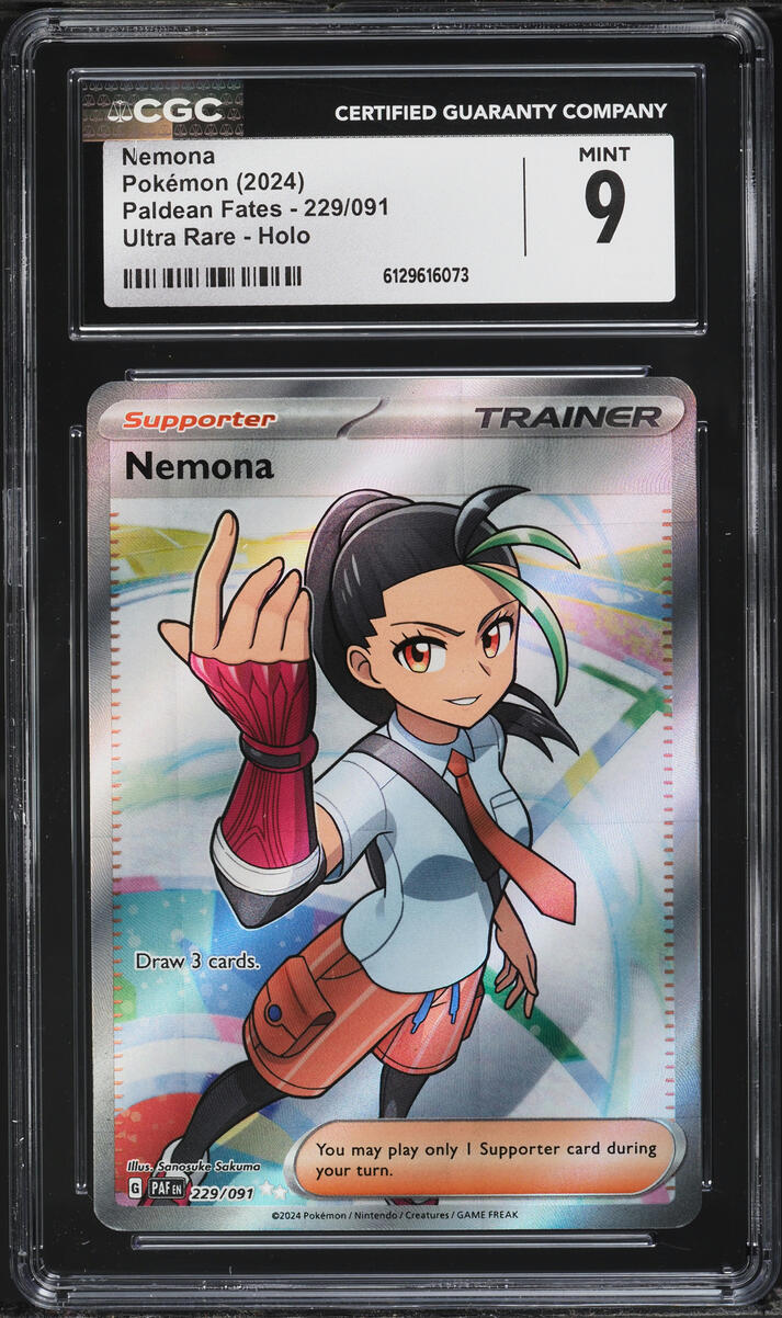 2024 Pokemon Scarlet & Violet Paldean Fates Full Art Nemona #229 CGC 9 MINT