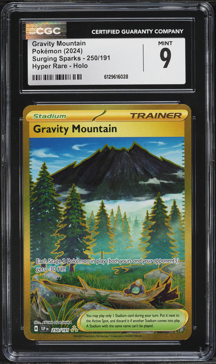 2024 Pokmeon Scarlet & Violet Surging Sparks Gold Rare Gravity Mountain #250 CGC 9 MINT