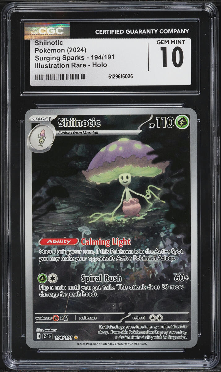2024 Pokemon Scarlet & Violet Surging Sparks IR Shiinotic #194 CGC 10 GEM MINT