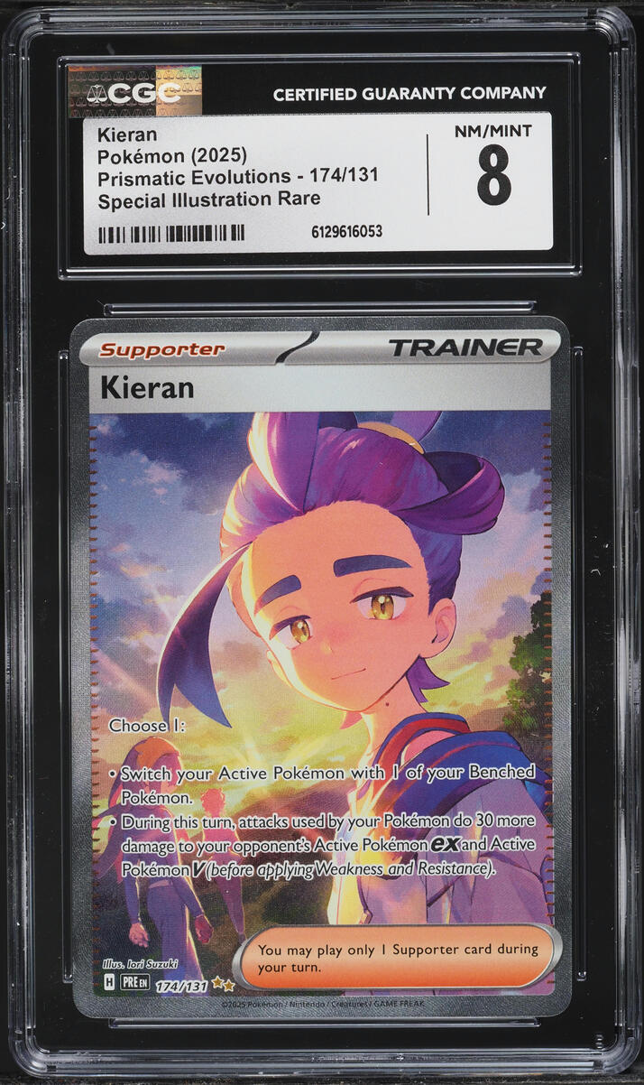 2025 Pokemon Scarlet & Violet Prismatic Evolutions SIR Kieran #174 CGC 8 NM-MT