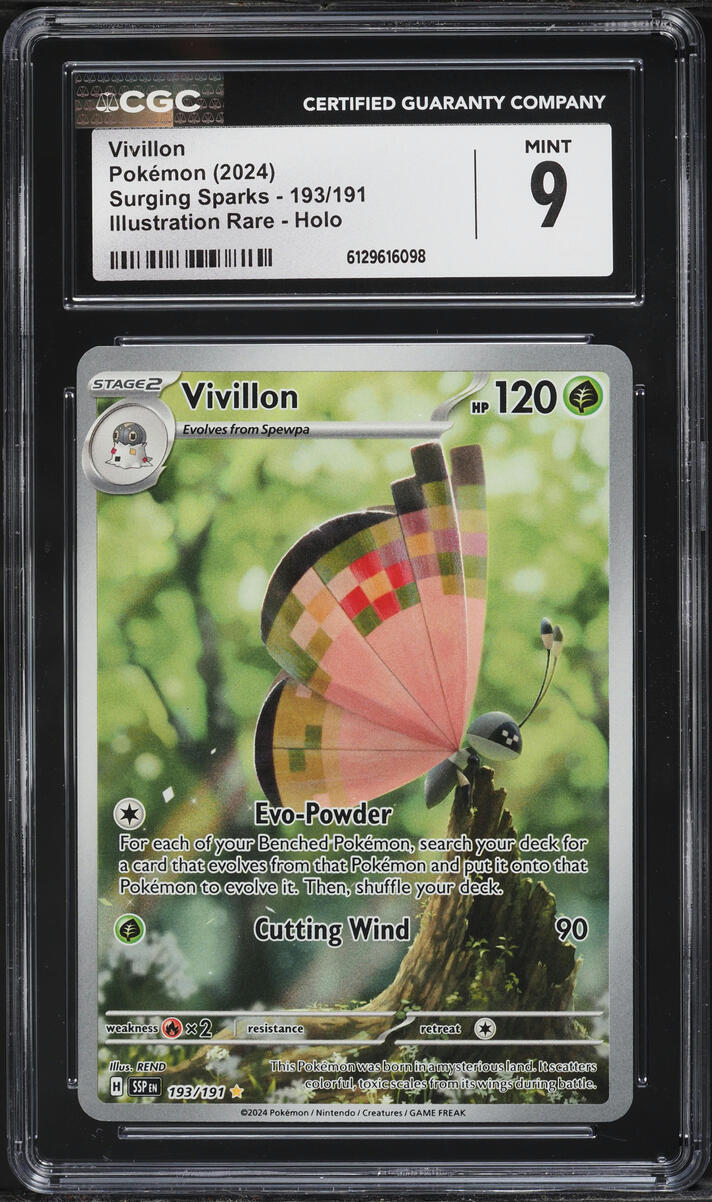 2024 Pokemon Scarlet & Violet Surging Sparks IR Vivillon #193 CGC 9 MINT