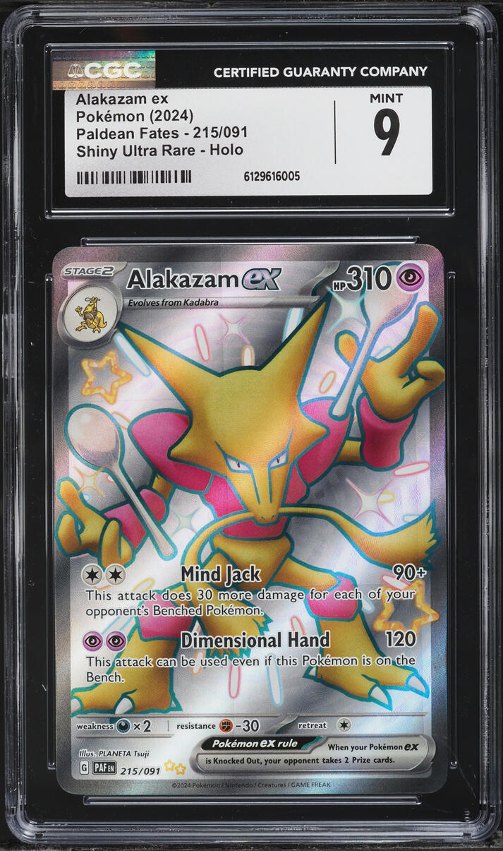 2024 Pokemon Scarlet & Violet Paldean Fates Full Art Shiny Alakazam ex #215 CGC 9 MINT