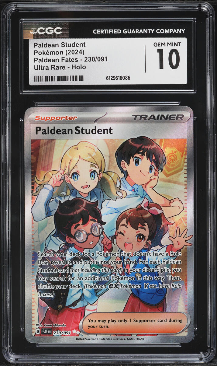 2024 Pokemon Scarlet & Violet Paldean Fates Full Art Paldean Student #230 CGC 10 GEM MINT