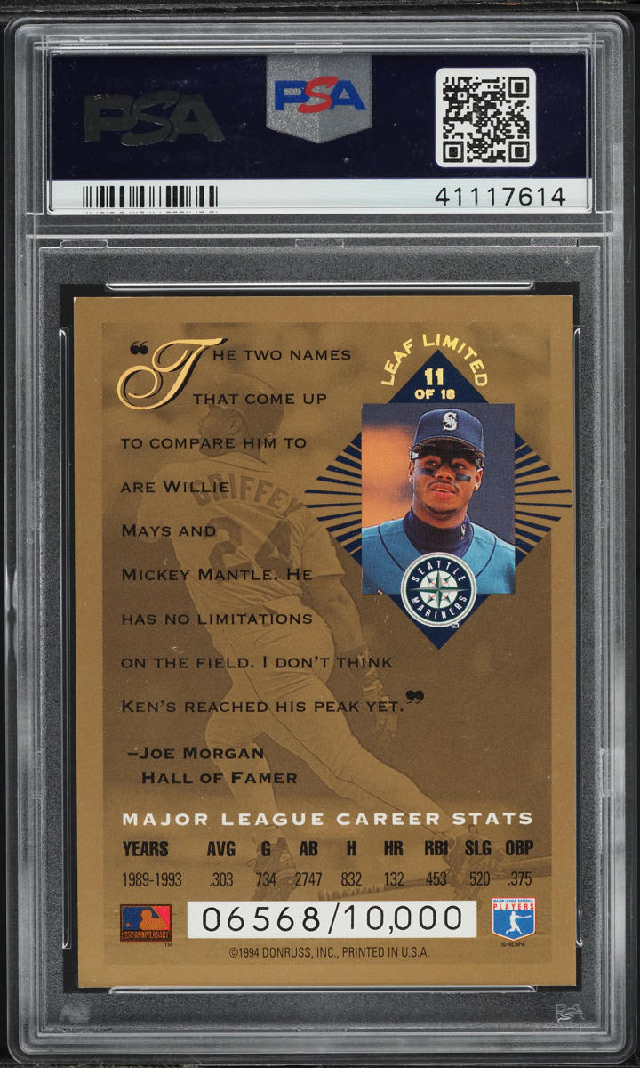 1994 Leaf Limited Gold All-Stars Ken Griffey Jr. /10000 #11 PSA 10 GEM MINT - Photo 2