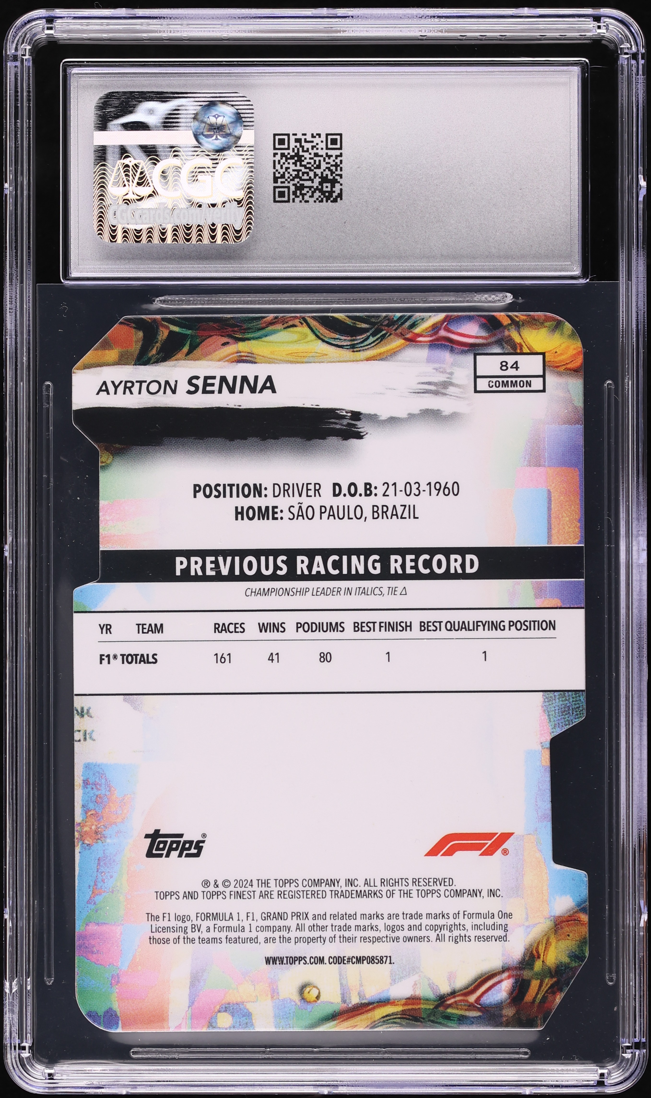 Topps Ayrton Senna 1/1 世界に1枚 one of one Ayrton Senna 2023 Topps Chrome Formula 1 #198 Aqua Wave
