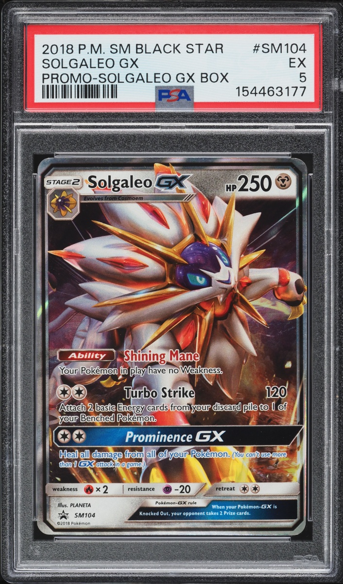 2018 Pokemon Sun & Moon Black Star Promo Solgaleo GX #SM104 PSA 5 EX