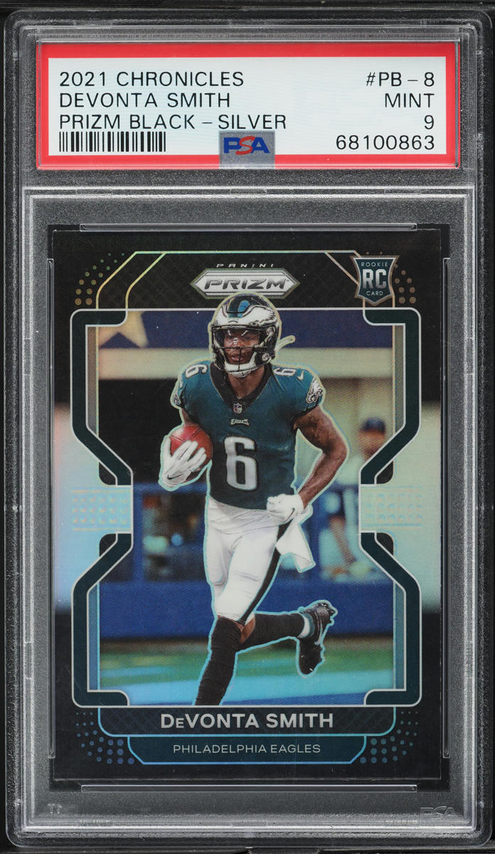 2021 Panini Chronicles Prizm Black Silver Devonta Smith ROOKIE #PB-8 PSA 9 MINT