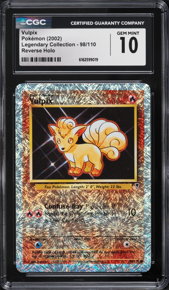 2002 Pokemon Legendary Collection Reverse Holo Vulpix #98 CGC 10 GEM MINT