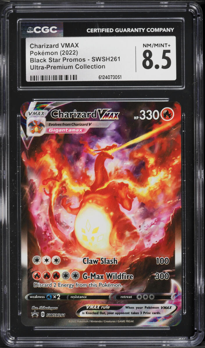 2022 Pokemon Sword & Shield Promo Ultra Premium Full Art Charizard VMAX #SWSH261 CGC 8.5 NM-MT+