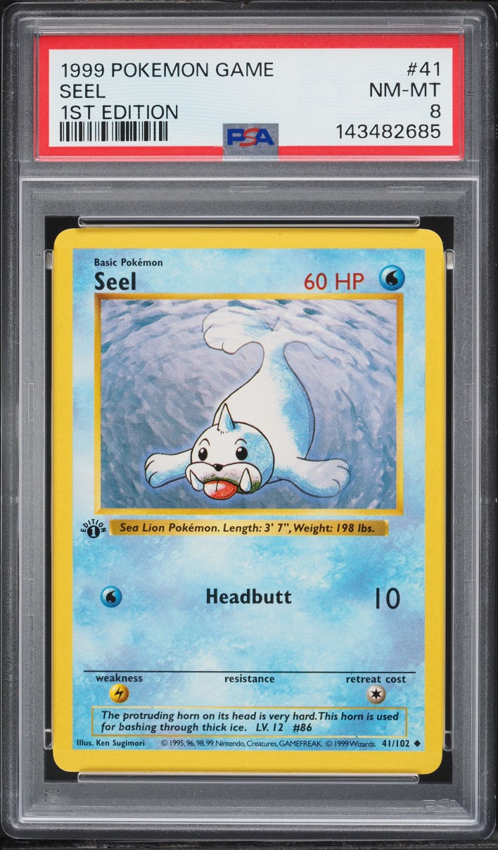 1999 Pokemon Base Set Shadowless 1st Edition Seel #41 PSA 8 NM-MT