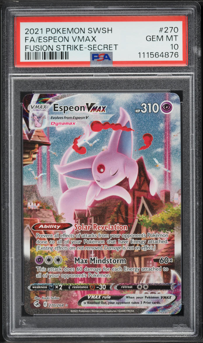 2021 Pokemon Sword & Shield Fusion Strike SEC Espeon VMAX #270 PSA 10 GEM MINT