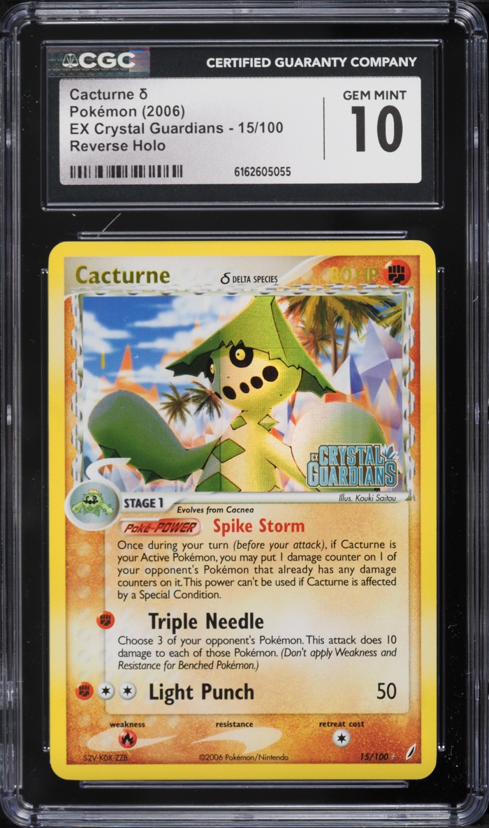 2006 Pokemon EX Crystal Guardians Reverse Holo Cacturne #15 CGC 10 GEM MINT
