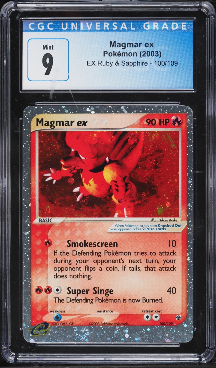 2003 Pokemon EX Ruby & Sapphire Holo Magmar ex #100 CGC 9 MINT