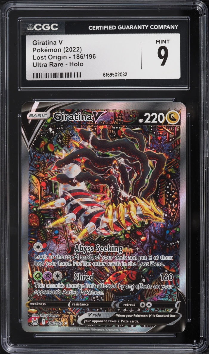2022 Pokemon Sword & Shield Lost Origin Alt Art Giratina V #186 CGC 9 MINT