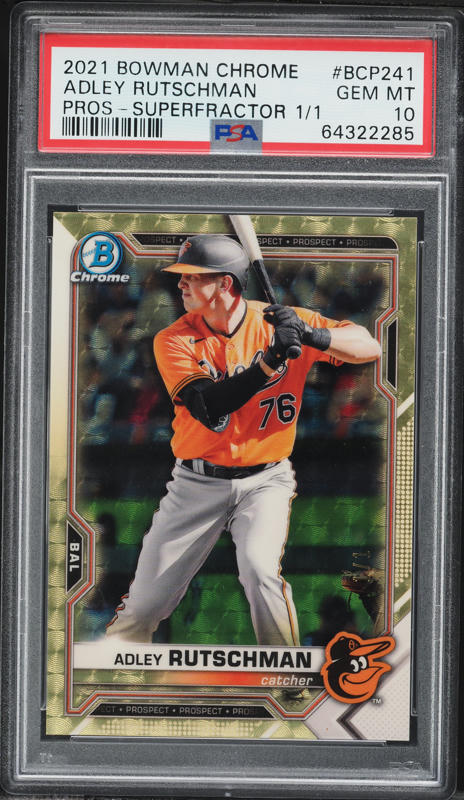 thumbnail image 2 of 2019 Bowman Chrome Draft Adley Rutschman Sapphire Refractor Cracked Ice RC #/150 (Near Mint) 2 of 6