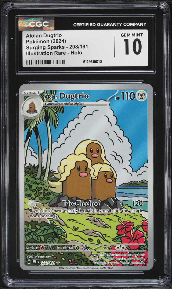 2024 Pokemon Scarlet & Violet Surging IR Alolan Dugtrio #208 CGC 10 GEM MINT