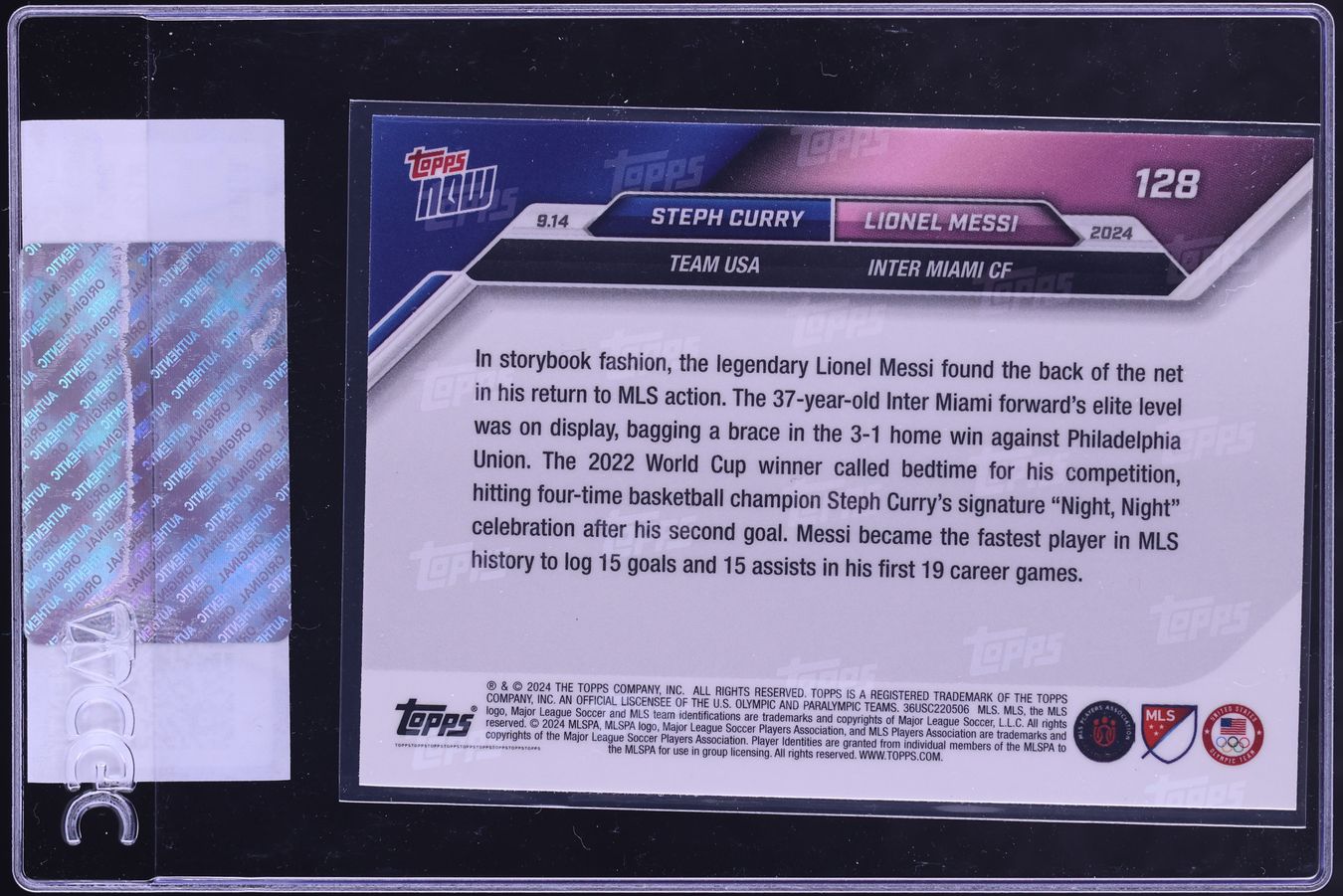 2024 Topps Now MLS Stephen Curry Lionel Messi #128 CGC AUTH