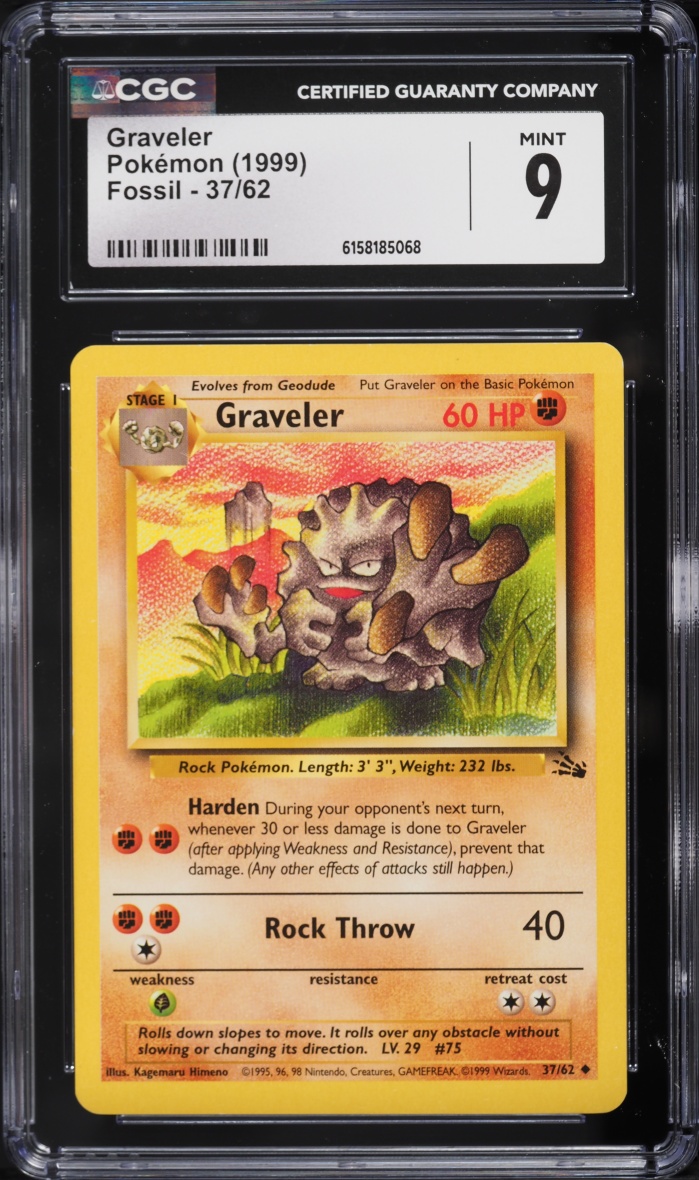1999 Pokemon Fossil Graveler #37 CGC 9 MINT