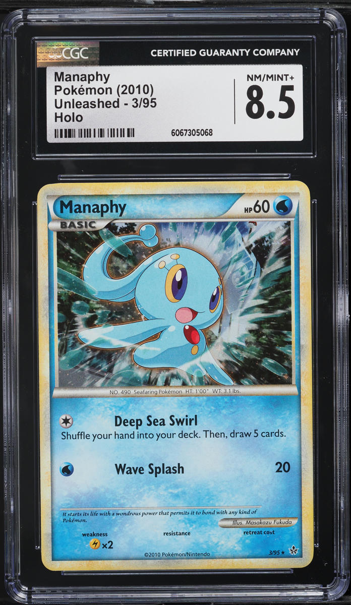 2010 Pokemon HeartGold & SoulSilver Unleashed Holo Manaphy #3 CGC 8.5 NM-MT+