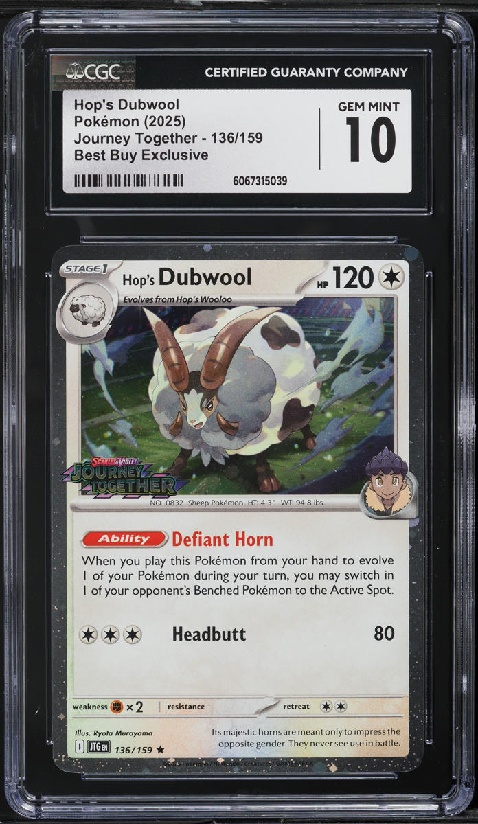 2025 Pokemon SV Journey Together Best Buy Exclusive Hop's Dubwool #136 CGC 10