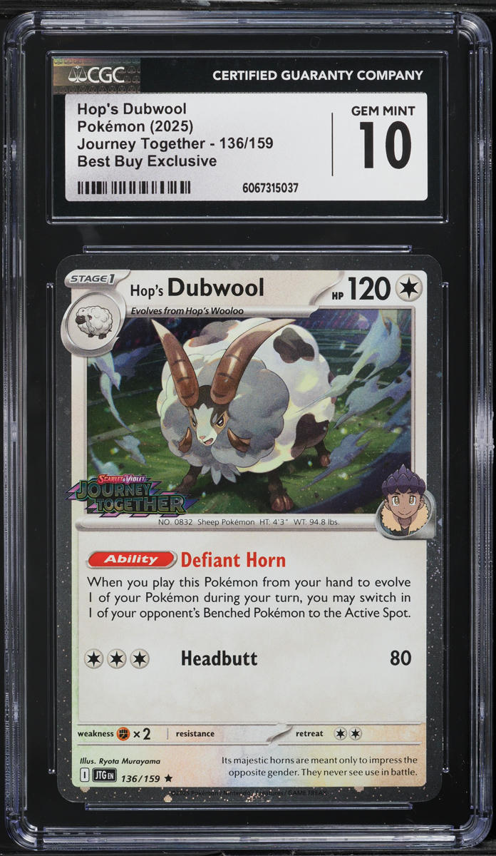 2025 Pokemon Scarlet & Violet Journey Together Best Buy Exclusive Hop's Dubwool #136 CGC 10 GEM