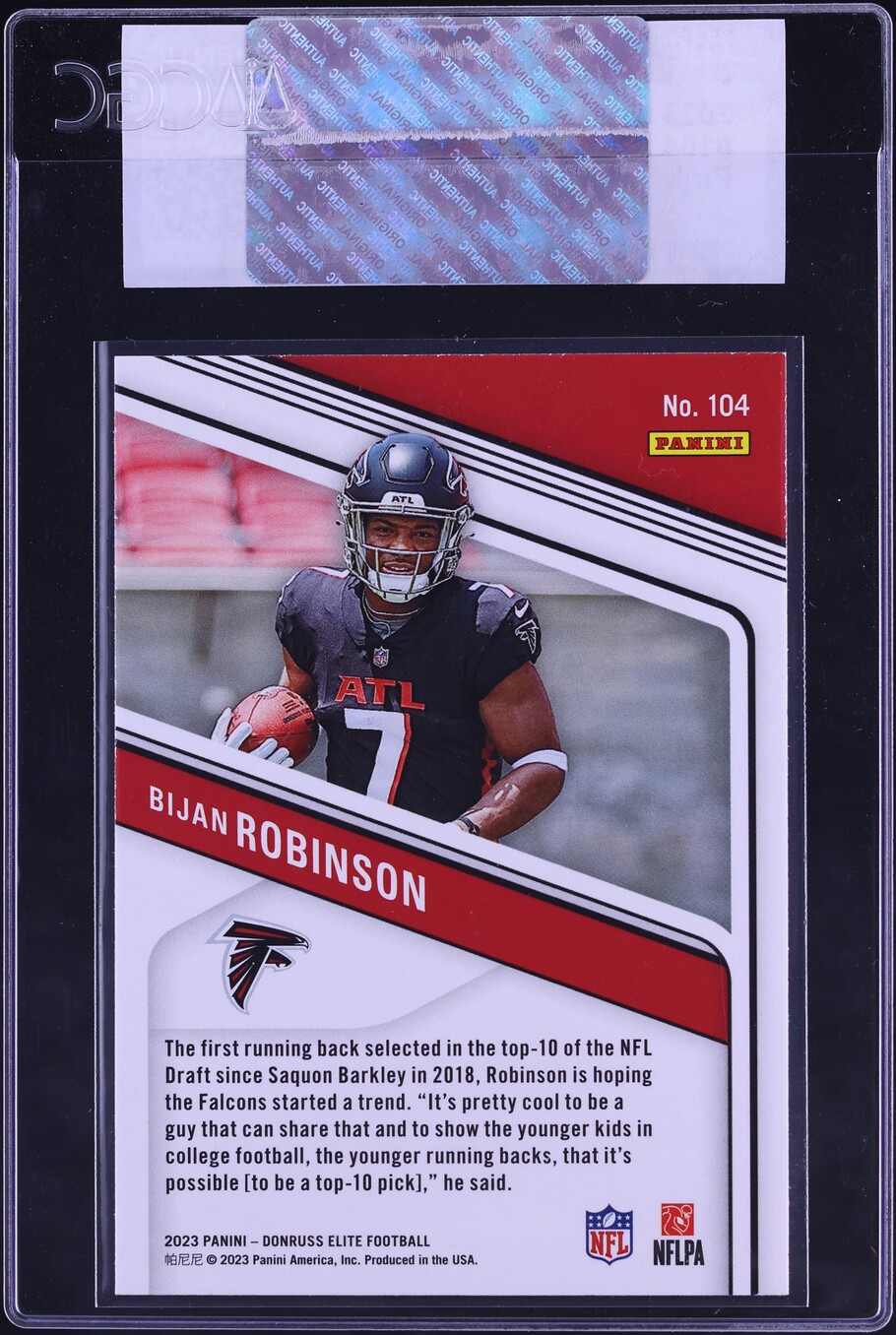 2023 Donruss Elite Pink Bijan Robinson ROOKIE #104 CGC AUTH