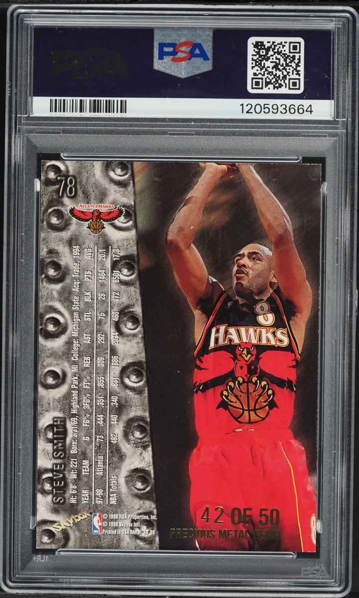 1998 Metal Universe Precious Metal Gems PMG Steve Smith /50 #78 PSA 7 NRMT - Photo 2