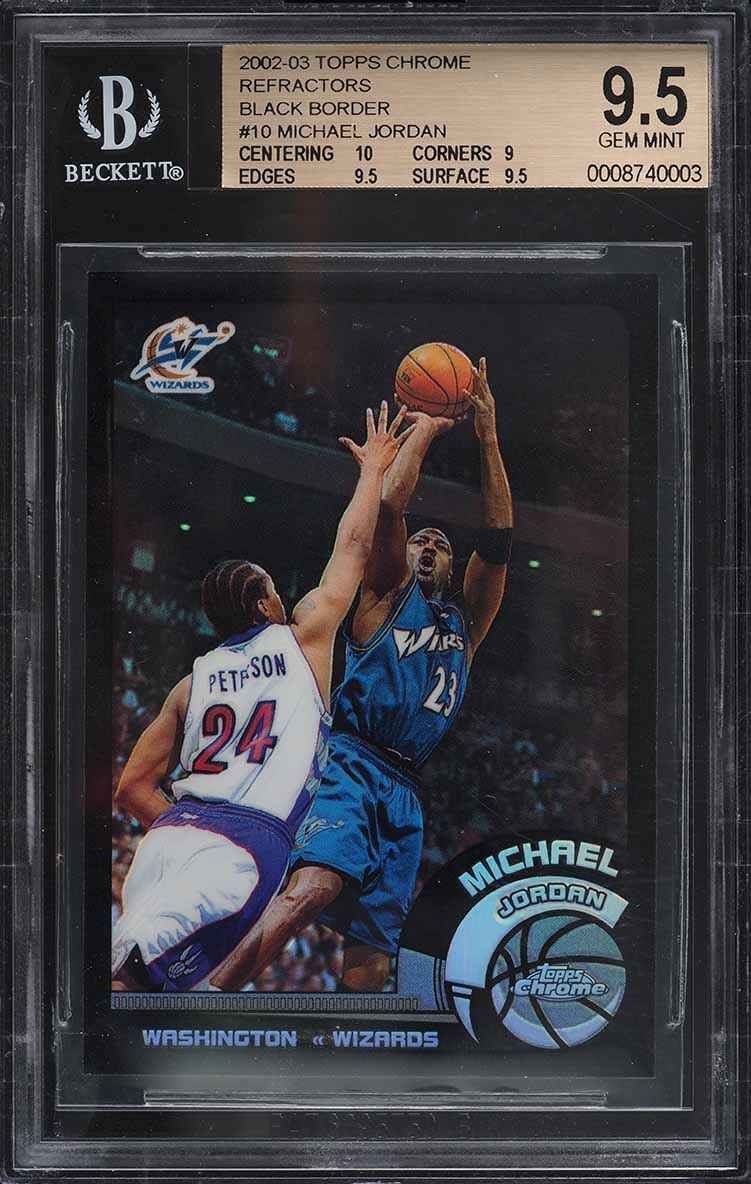 2002 Topps Chrome Refractor Black Border Michael Jordan /99 #10 BGS 9.5 GEM MINT