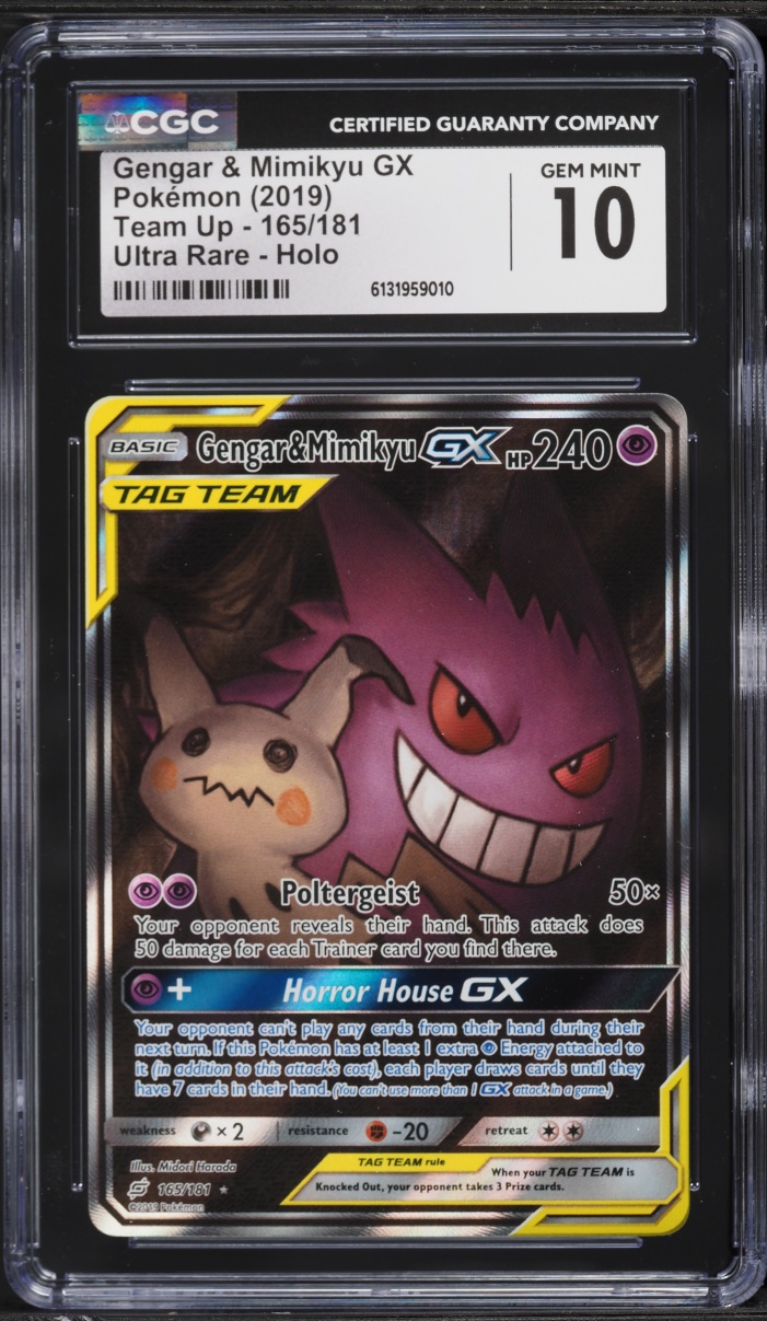2019 Pokemon SM Team Up Alt Art Gengar & Mimikyu GX #165 CGC 10 GEM MINT