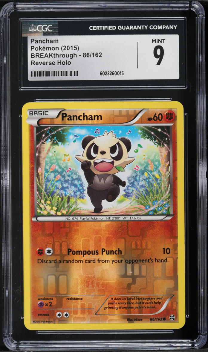 2015 Pokemon XY BREAKthrough Reverse Holo Pancham #86 CGC 9 MINT