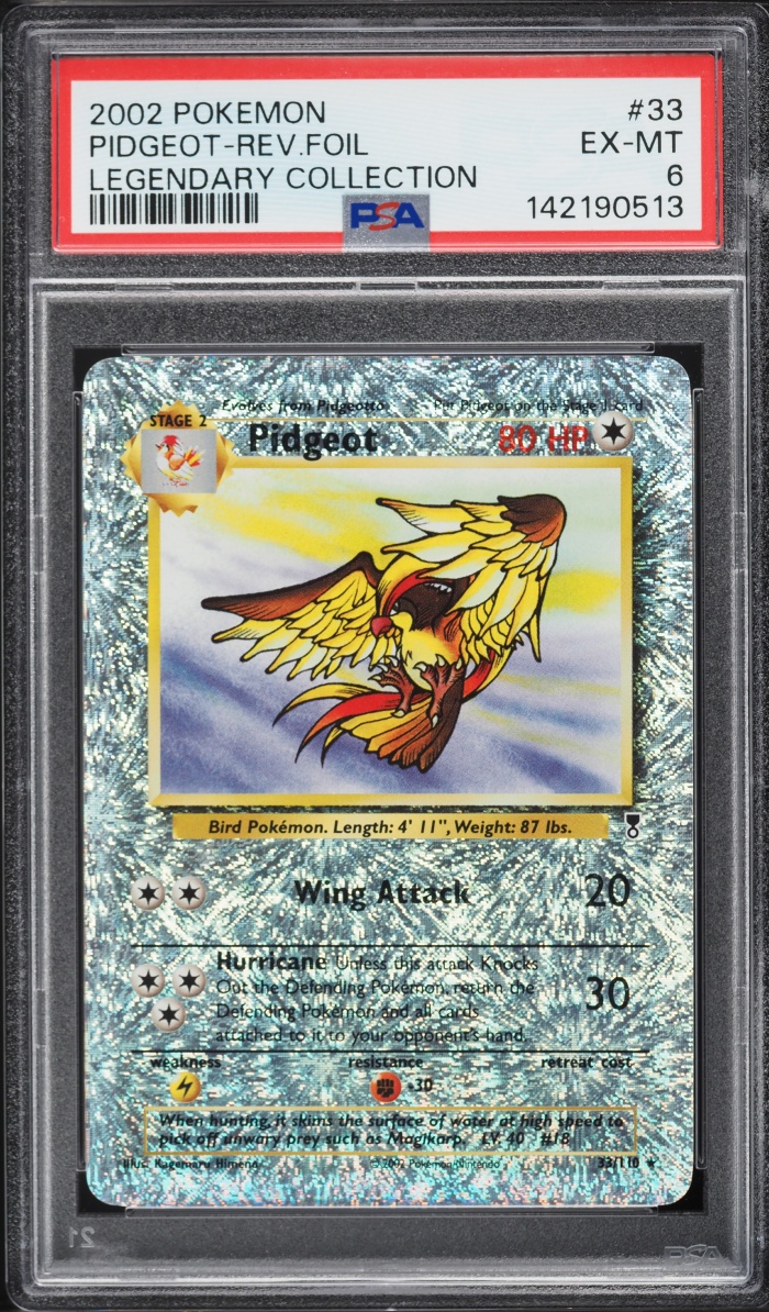 2002 Pokemon Legendary Collection Reverse Holo Pidgeot #33 PSA 6 EXMT
