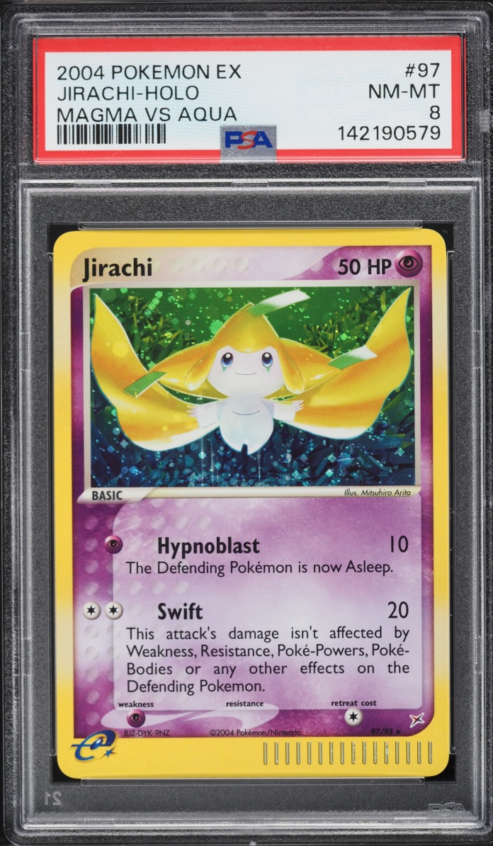 2004 Pokemon EX Team Magma Vs Aqua Holo JirachI #97 PSA 8 NM-MT